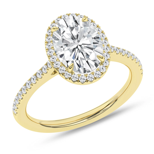 14K Yellow Gold Lab Grown 2.29ctw Oval Diamond Halo Engagement Ring
