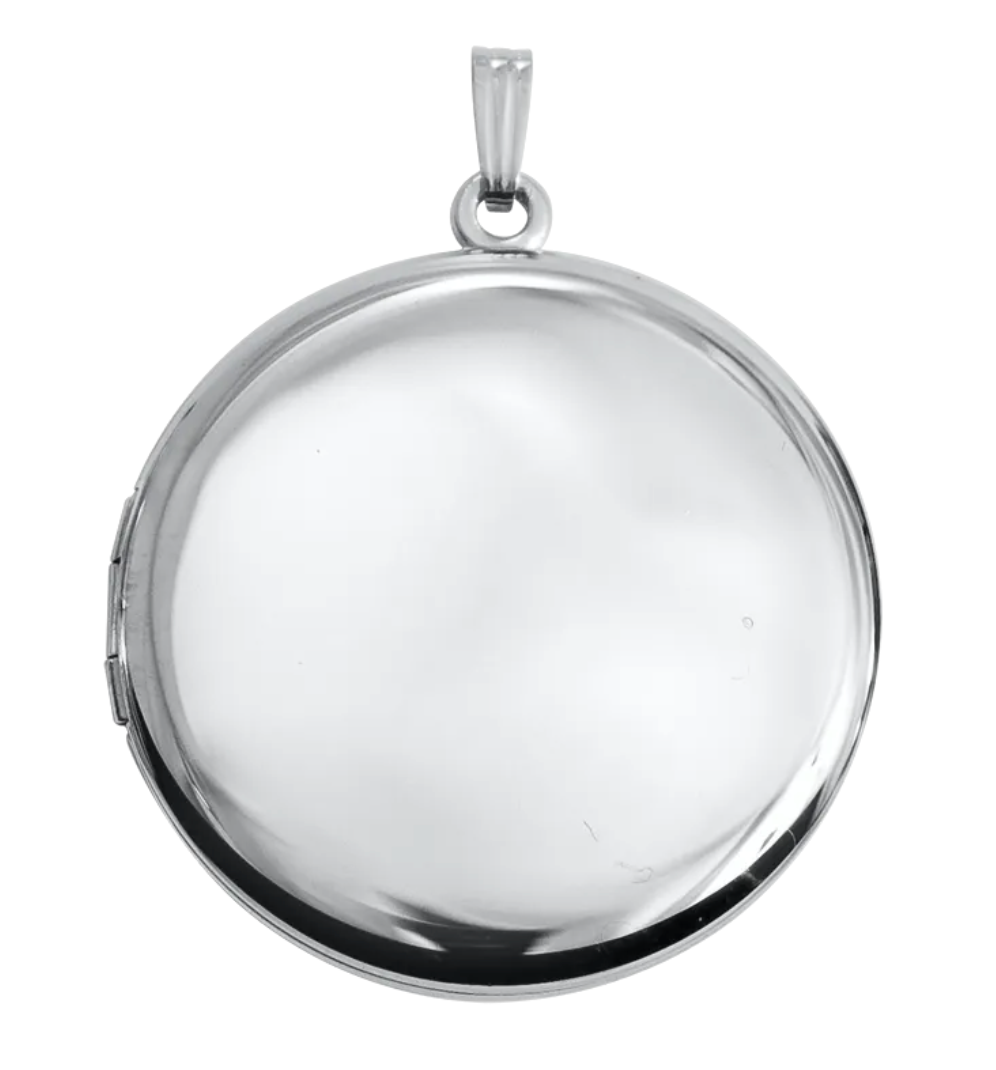 Sterling Silver Round Plain Locket on Chain
