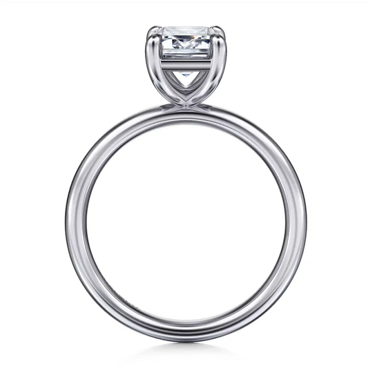 14K White Gold Emerald Cut Solitaire Diamond Engagement Ring