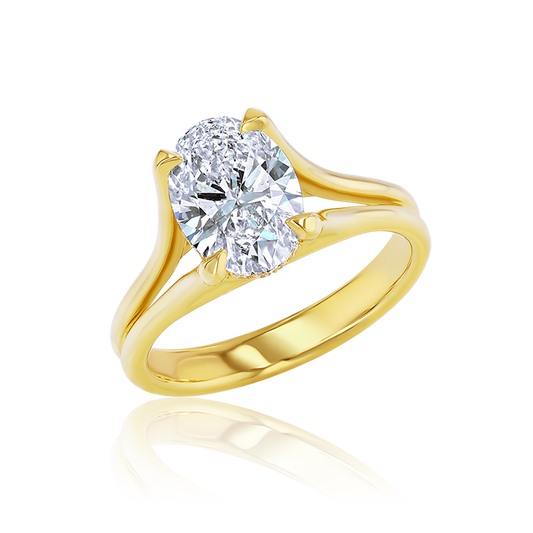 18K Yellow Gold Lab Grown 2.09ctw Oval Diamond Split Shank Engagement Ring