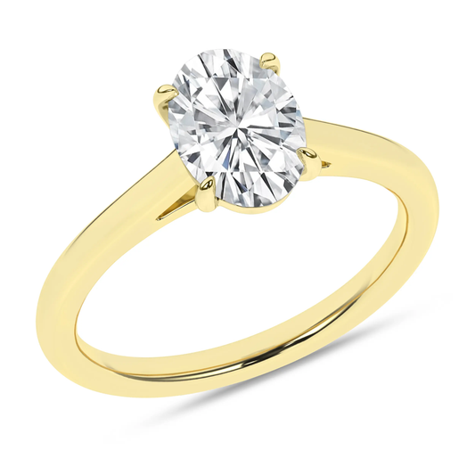 14K Yellow Gold Lab Grown 1.48ct Oval Solitaire Diamond Engagement Ring