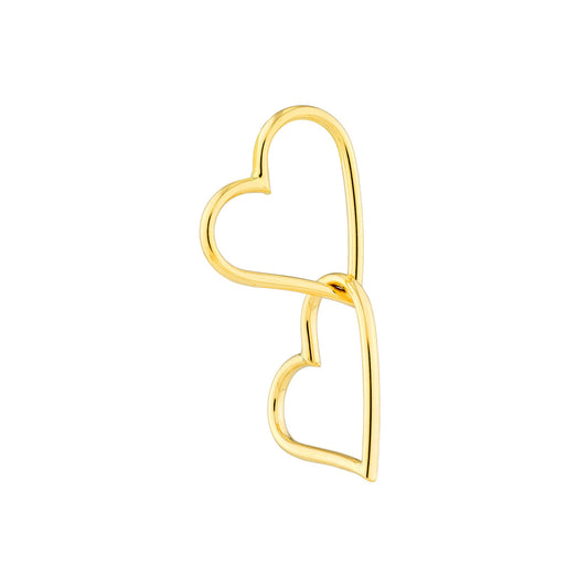 14K Yellow Gold Double Open Heart Dangle Earring