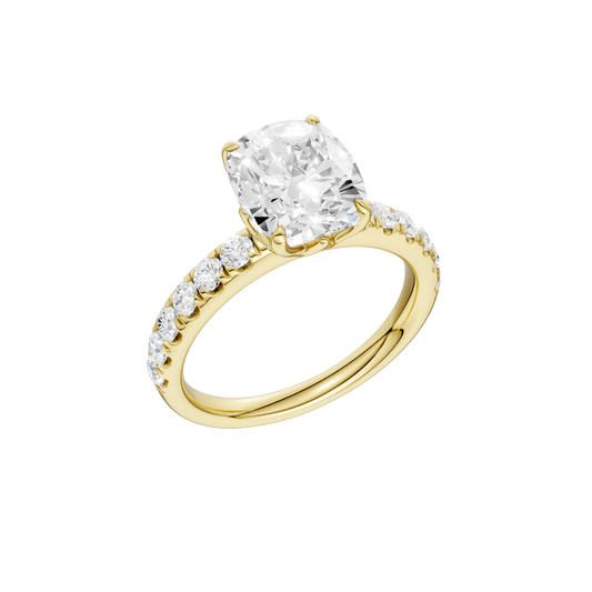 14K Yellow Gold Lab Grown 3.01ctw Elongated Cushion Diamond Engagement Ring