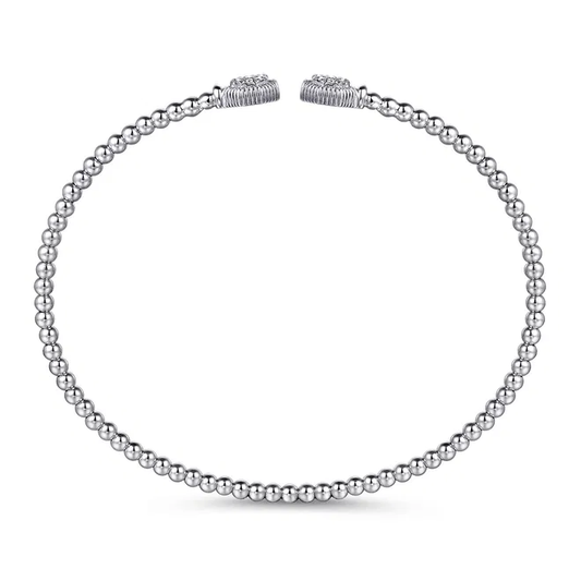 14K White Gold Bujukan Diamond Hexagon Split Bangle