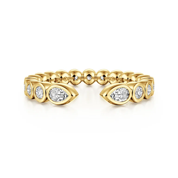 14K Yellow Gold Bezel Set Pear and Round Open Diamond Eternity Band