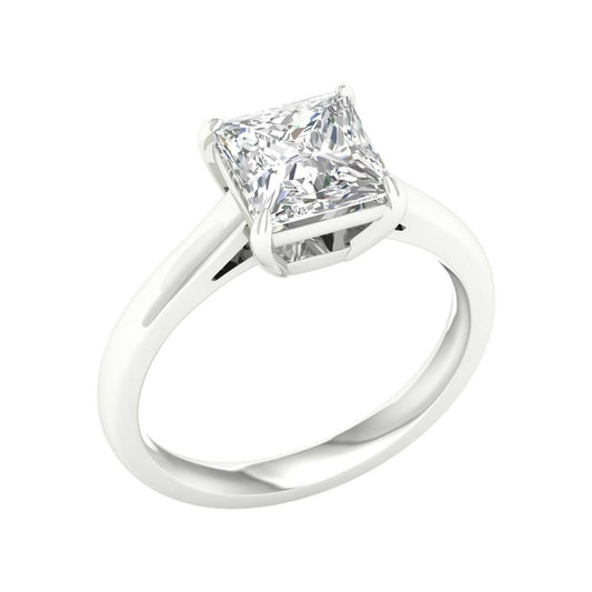 14K White Gold Lab Grown 2.05ct Square Diamond Engagement Ring