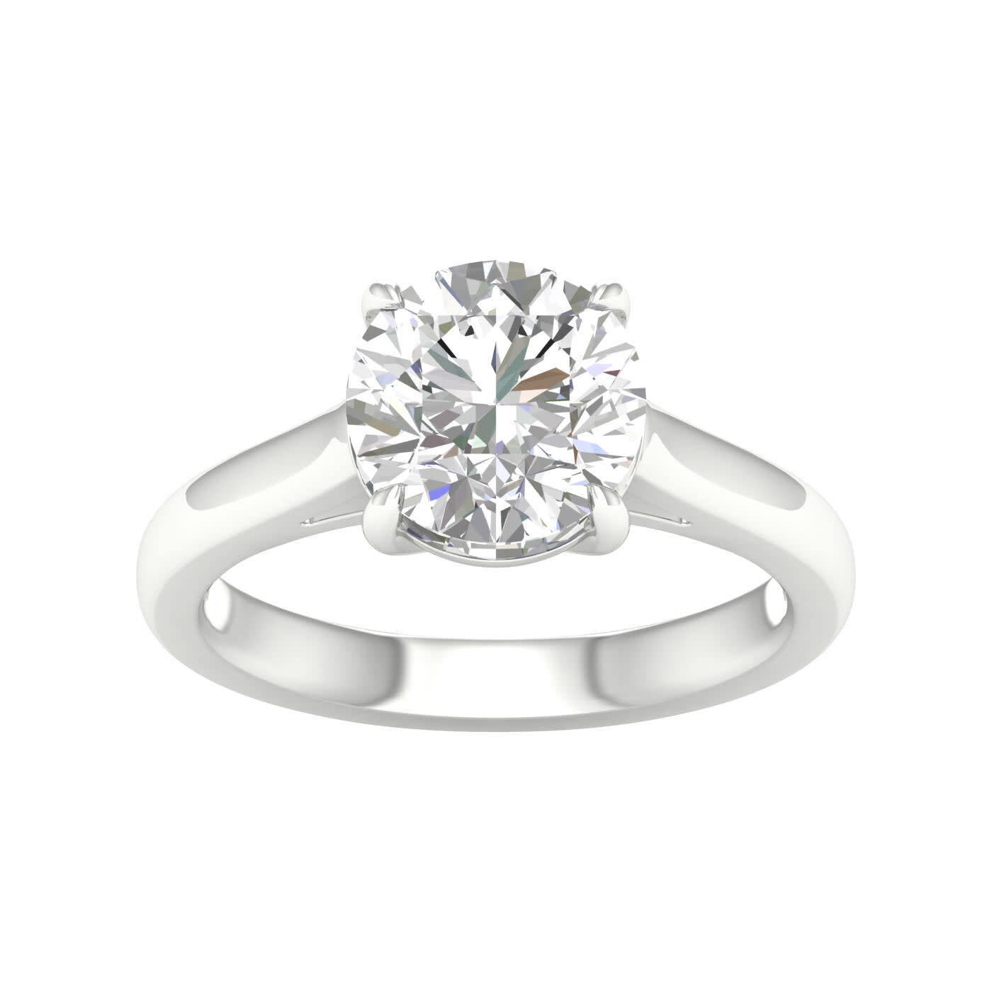 14K White Gold Lab Grown 3.09ct Round Diamond Solitaire Engagement Ring