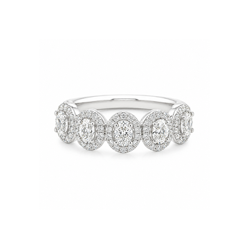 14K White Gold Oval Diamond 5 Stone Band
