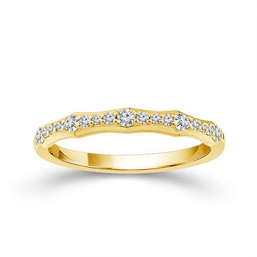 14K Yellow Gold 1/4ctw Pave Diamond Stackable Ring