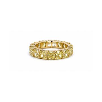14K Yellow Gold 5.86ctw Cushion Yellow Diamond Eternity Band