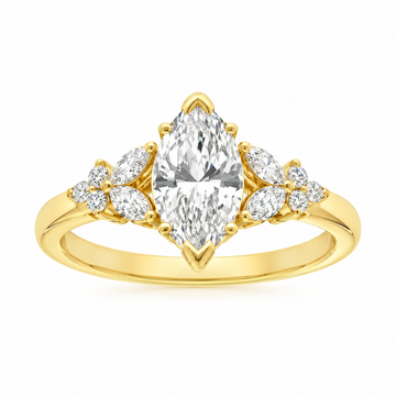 14K Yellow Gold Lab Grown 1.50ctw Marquise Diamond Engagement Ring
