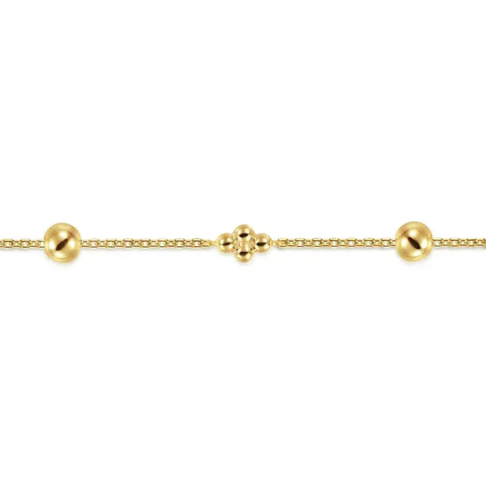 14K Yellow Gold Bujukan Ball and Clover Station Bracelet