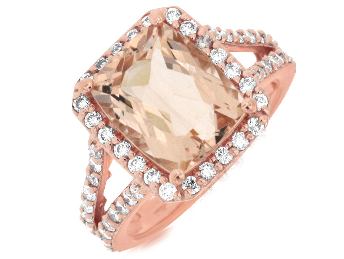 Morganite and diamond 14kt rose gold ring discount