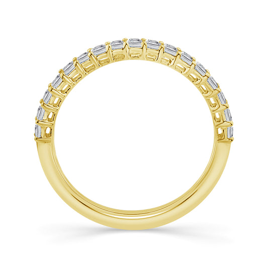 14K Yellow Gold 3/4ctw Diamond Emerald Band