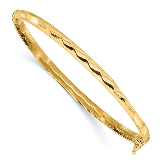 14K Polished Twisted Hinged Bangle