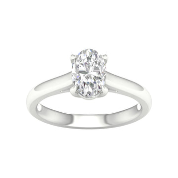 14K White Gold Lab Grown Oval Diamond Solitaire Engagement Ring
