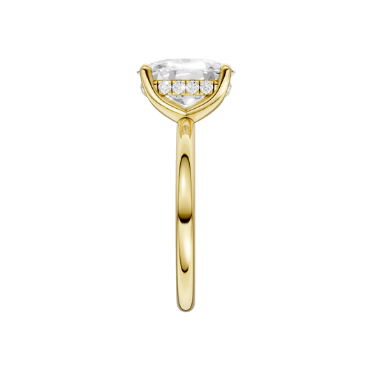 14K Yellow Gold Lab Grown 3.20ctw Elongated Cushion Diamond Hidden Halo Engagement Ring