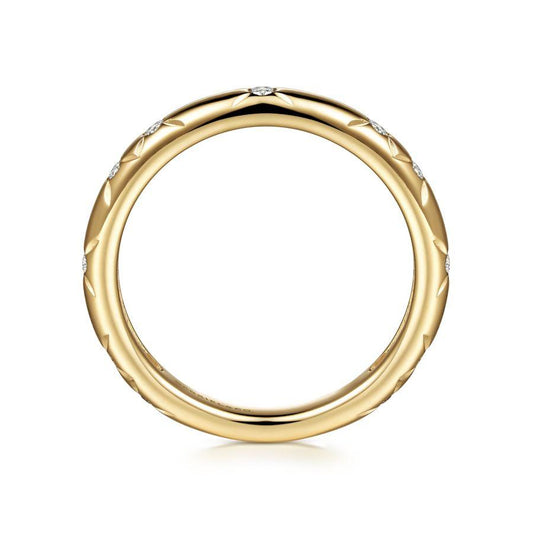 14K Yellow Gold Diamond Ladies Stackable Ring