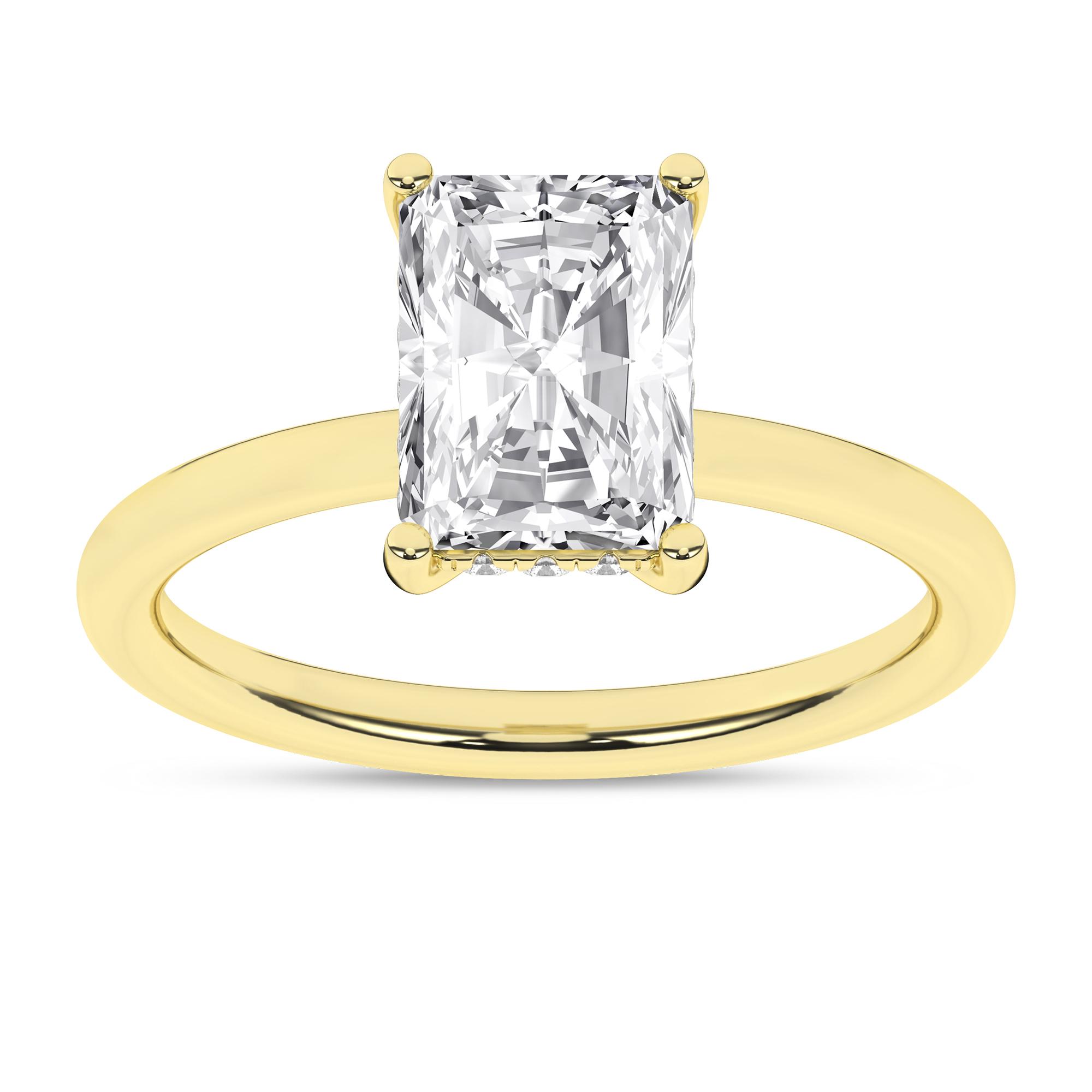 14K Yellow Gold Lab Grown 2.16ctw Radiant Diamond Hidden Halo Engagement Ring