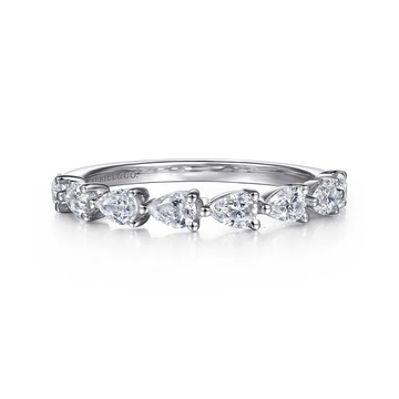 14K White Gold East West Set Pear Shape Diamond Anniversary Band