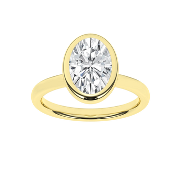 14K Yellow Gold Lab Grown 2.54ct Oval Diamond Bezel Engagement Ring