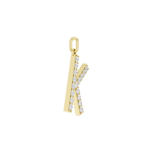 14K Yellow Gold Lab Grown Diamond Love Letters Pendant - K