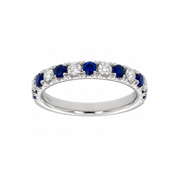 14K White Gold Sapphire and Diamond Band