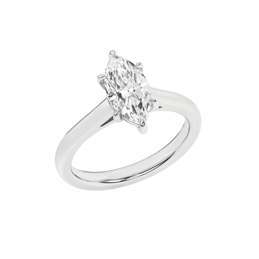 14K White Gold Lab Grown 1.52ct Marquise Solitaire Engagement Ring