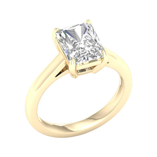 14K Yellow Gold 3.04ct Lab Grown Radiant Diamond Solitaire Engagement Ring