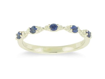 14K White Gold Sapphire & Pavé Diamond Stackable Ring