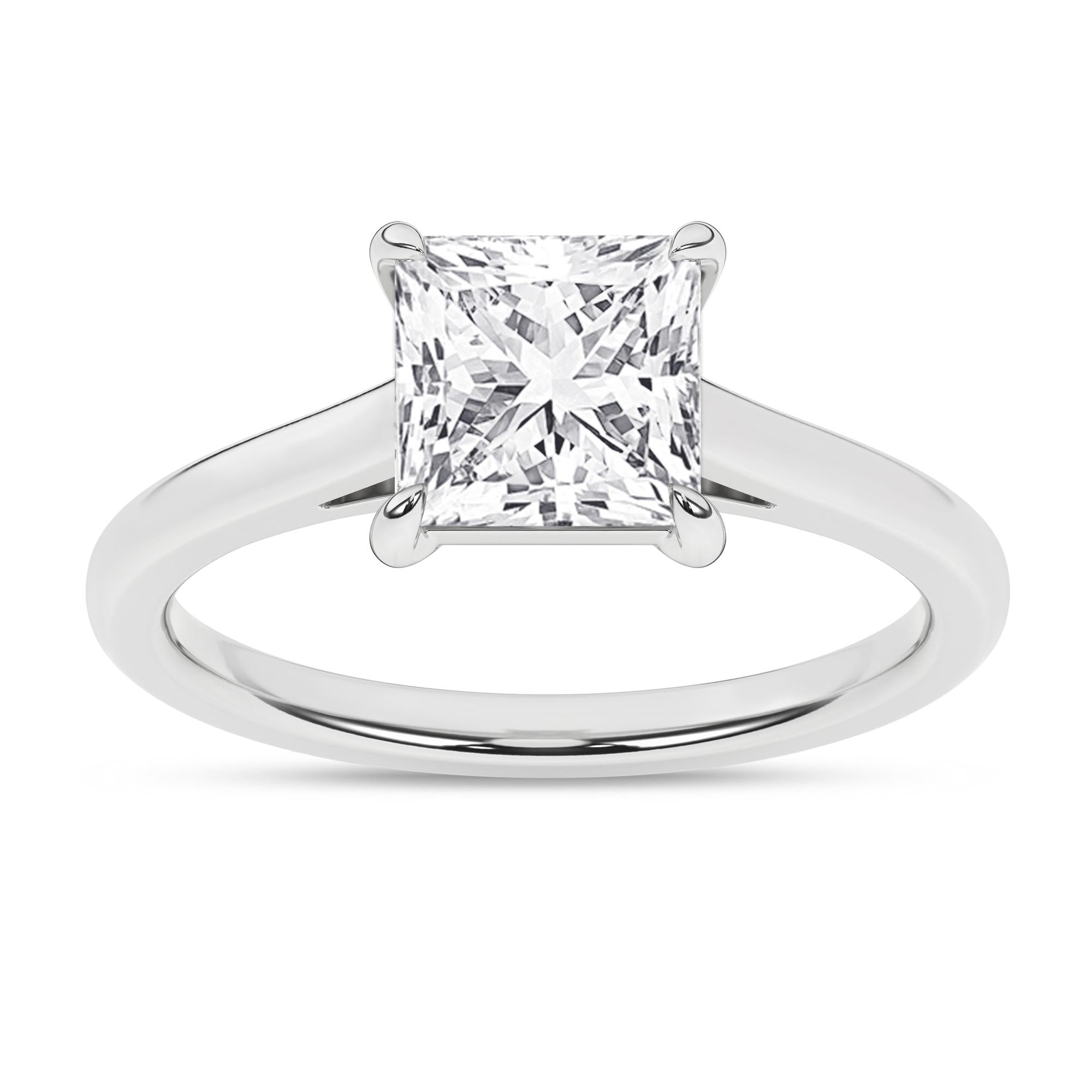 14K White Gold Lab Grown 2.05ct Square Diamond Engagement Ring