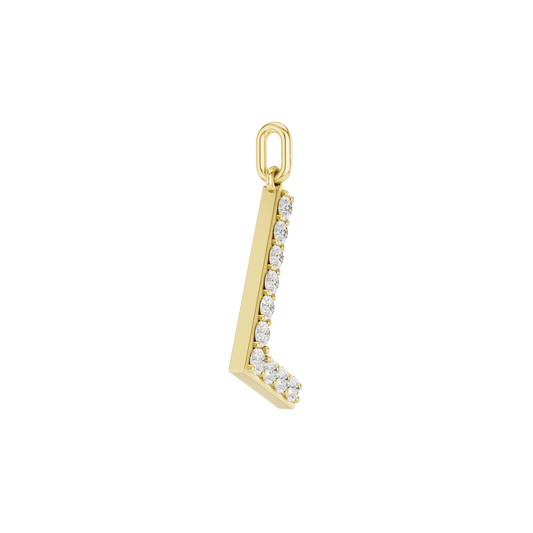 14K Yellow Gold Lab Grown Diamond Love Letters Pendant - L