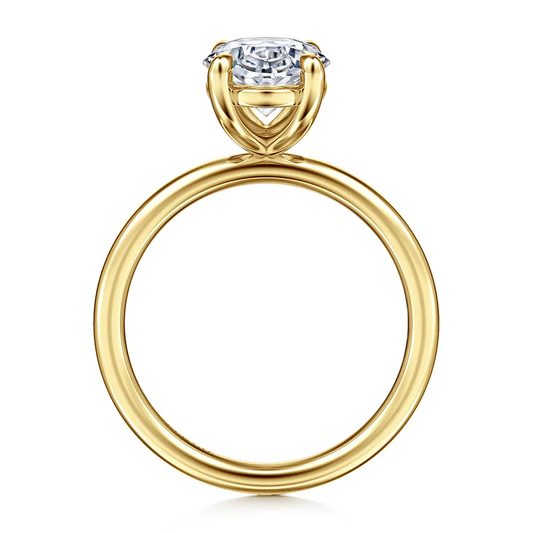 14K Yellow Gold Oval Solitaire Diamond Engagement Ring