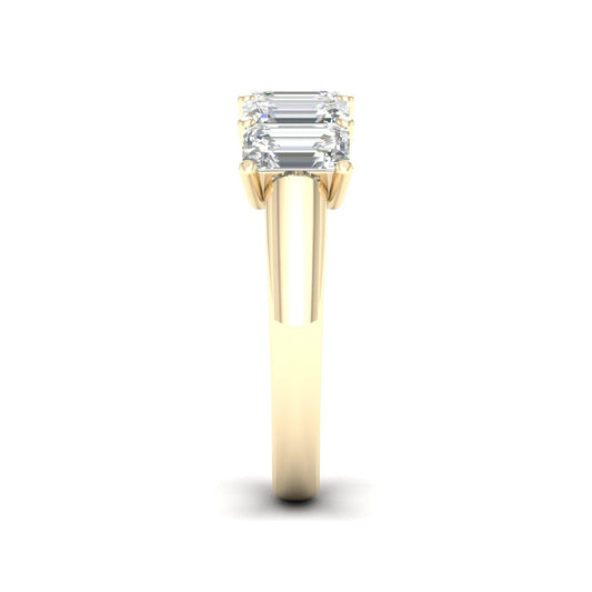 14K Yellow Gold Lab Grown Emerald Five Stone Band