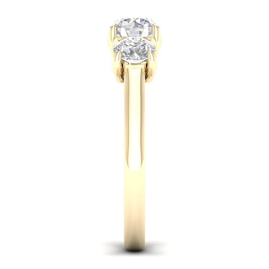 14K Yellow Gold Lab Grown Diamond Three Stone Engagement Ring