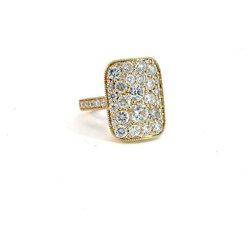 14K Yellow Gold 3.18CTW Fancy Pave Shield Ring