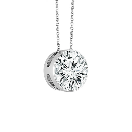 14K White Gold 1/2ct Lab Grown Round Diamond SkySet Necklace