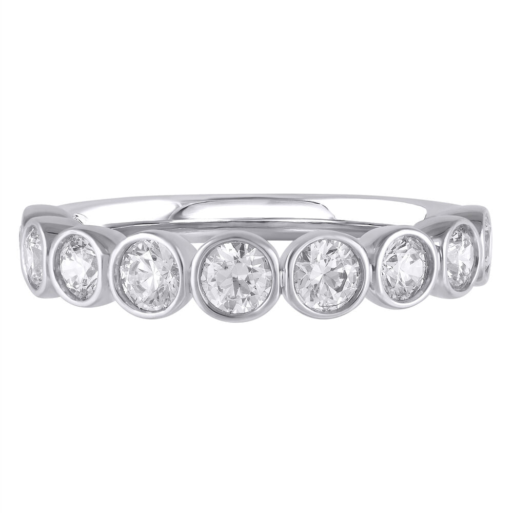 14K White Gold Bezel Set Diamond Band