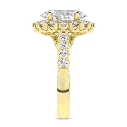 14K Yellow Gold Lab Grown 3.01ctw Oval Diamond Halo Engagement Ring