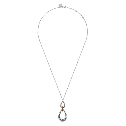 925 Sterling Silver and 14K Yellow Gold Bujukan Teardrop Necklace