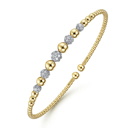 14K Two Tone Pave Diamond and Bujukan Cuff
