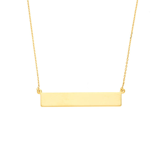 14K Yellow Gold Nameplate Bar Necklace