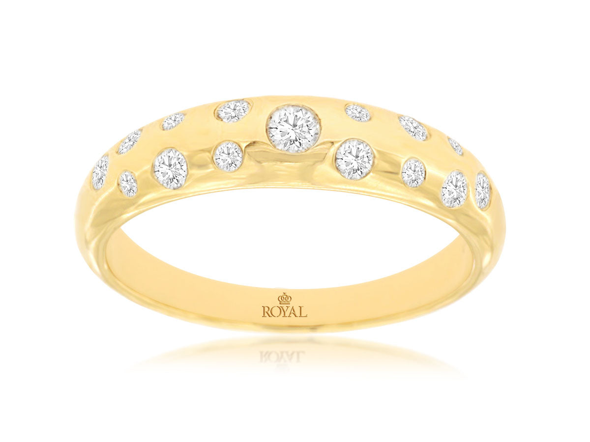 14K Yellow Gold Inlay Diamond Band