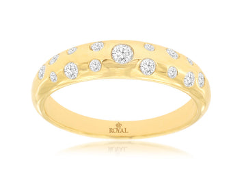 14K Yellow Gold Inlay Diamond Band