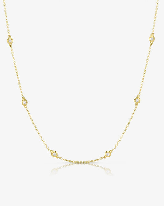 14K Yellow Gold Bezel Set Diamond Necklace