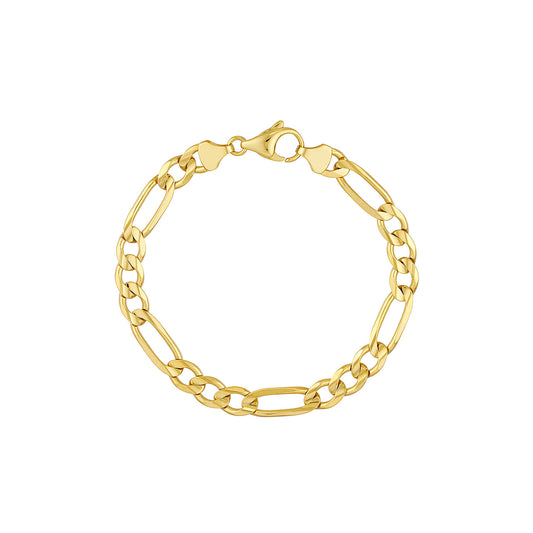 7.2mm Light Concave Figaro Chain Bracelet