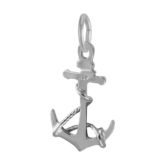 Sterling Silver Anchor with Rope Charm