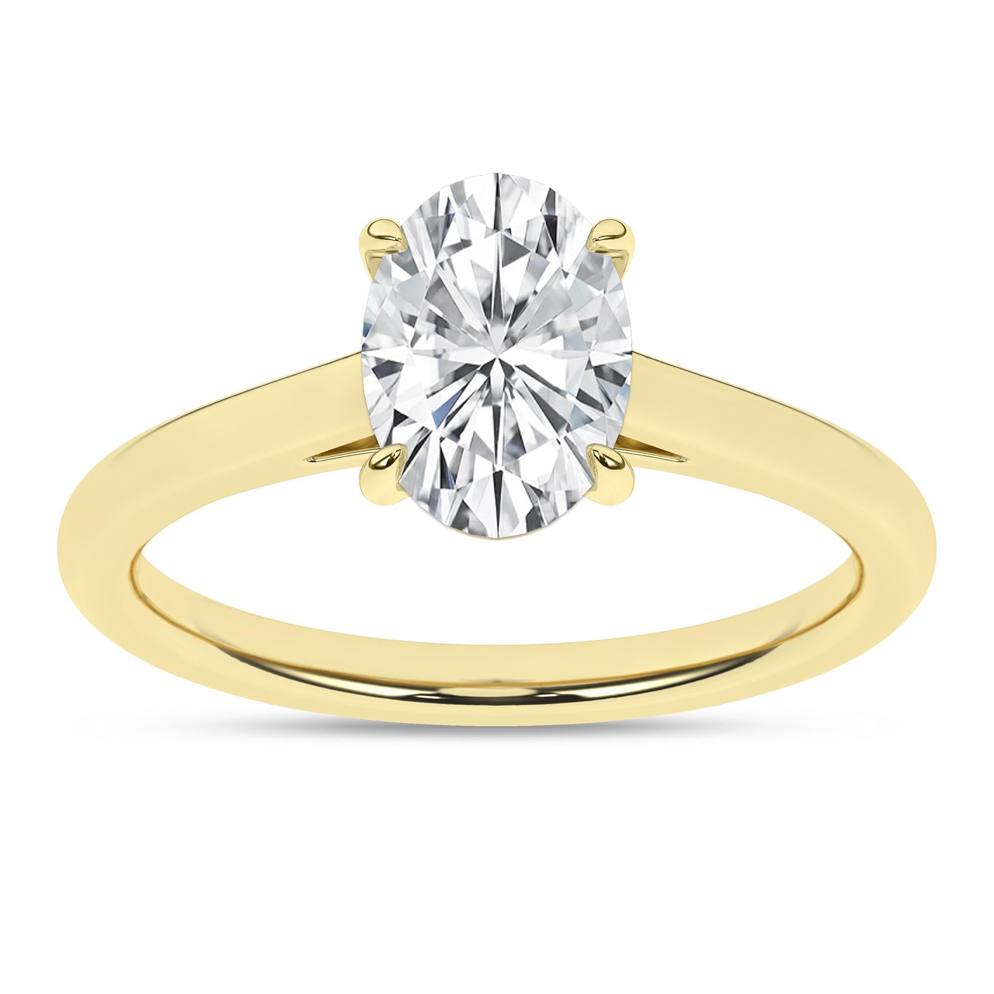 14K Yellow Gold Lab Grown 1.55ct Oval Solitaire Diamond Engagement Ring