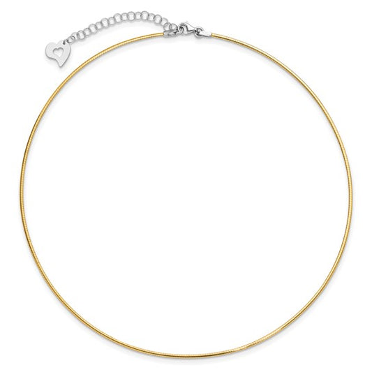 14K Two-tone Polished Reversible Necklace with 2in ext.