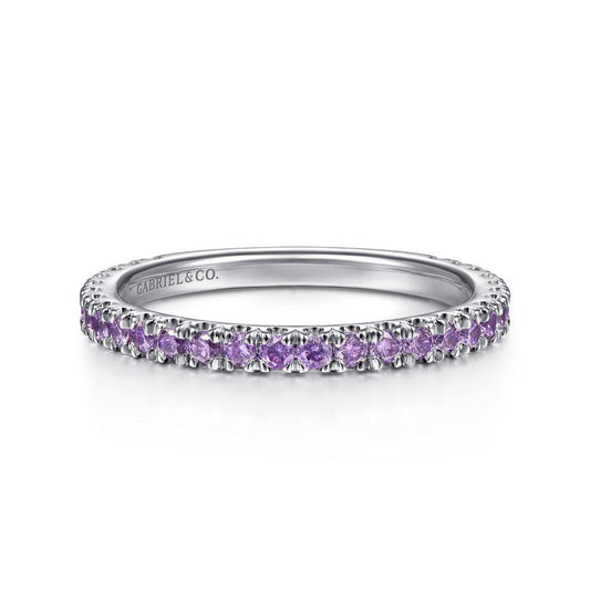 White Gold Amethyst Stackable